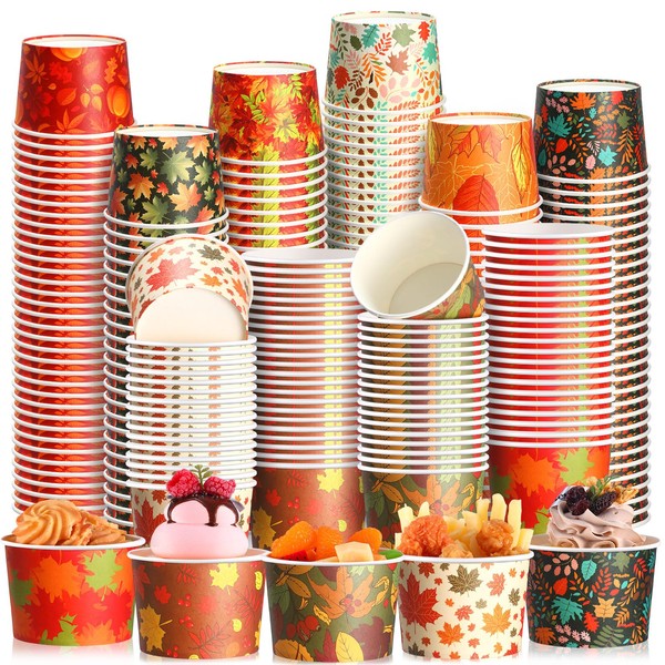 Yungyan 100 Pcs Fall Snack Cups 8 oz Disposable Ice