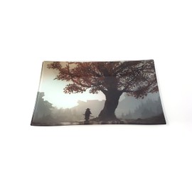E.G.G. Shatter Resistant Glass Tray: Decorative Tray/Rolling Tray/Collectable/High Resolution/Great Gift (Lone Samurai)