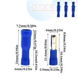 Yosawa 100-pieces Insulated Male/Female Bullet Quick Splice Wire Connector Electrical Crimp Terminal 16-14AWG Blue (ZDL)