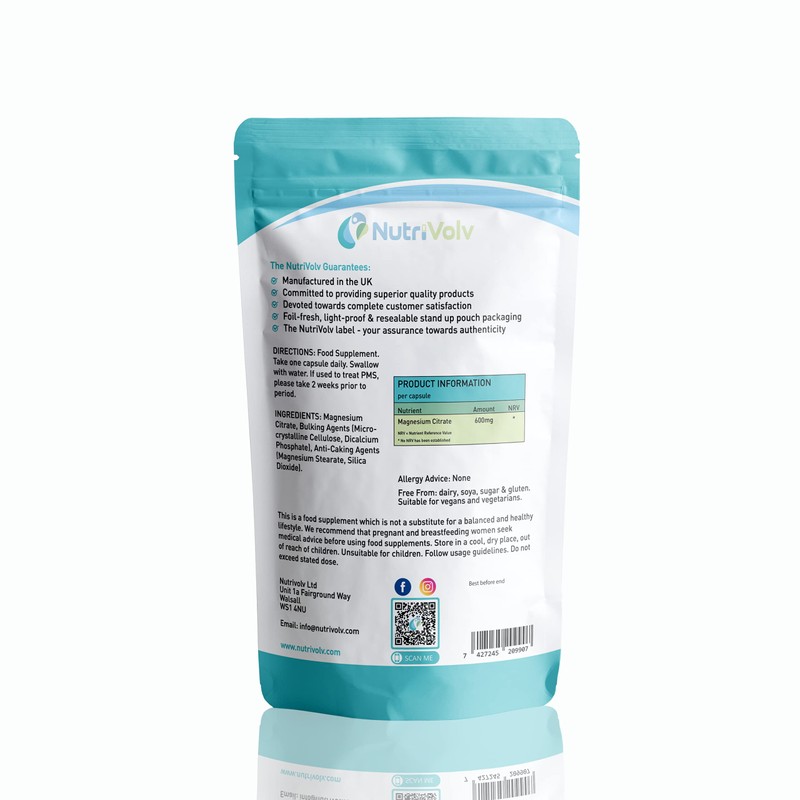 Magnesium Citrate 600mg | Providing 180mg Elemental Magnesium Per Serving