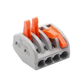 smseace 25 Pcs 4 Port Lever Nut Conductor Compact Wire Connectors Fast Connection Terminal for Multiple Types of Wires PCT-214
