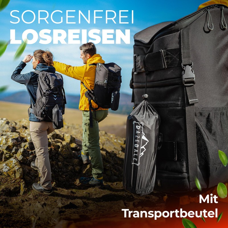 DAZEDALE Ultraleichte Luftmatratze – geräuscharme, wasserdichte Isomatte für Camping, Wandern,