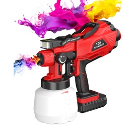 VQY Paint Sprayer, Brushless Electric Cordless Handheld HVLP Spray Gun with LED Light for House Painting, Battery Not Included (Designed for VQY Battery Only), Red