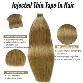 Strawberry Blonde Tape in Human Hair 18Inch 20pcs 40g Natural Human Hair Extensions Tape in Real Hair Extensions