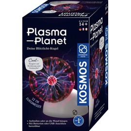 KOSMOS 676896 Plasma Planet, 12 cm Plasma Ball with Sound Sensor, Experiment Box for Children from 8 Years on Physics