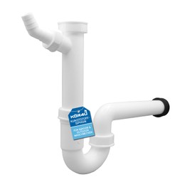 kör4u Plastic Siphon, 1 1/2 Inch x 40/50 mm, Pipe Odour Trap for Sink with Machine Connection, Rubber Sleeve, Drain Pipe