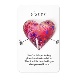 Sister Pocket Hug Heart Token for Women Big Little Sister Birthday Graduation Gifts for Girls Sisters Long Distance Relationship Gifts for Women Sister in Law Thinking of You Gifts for Stepsister Pink