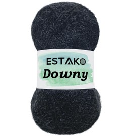 Estako Downy 40% Premium Acrylic and 60% Polyamide Soft DK - Light Worsted #3 Fuzzy Yarn for Crocheting and Knitting 3.52 oz (100 gr) 267 Yds (245 m) (8810 - Black)