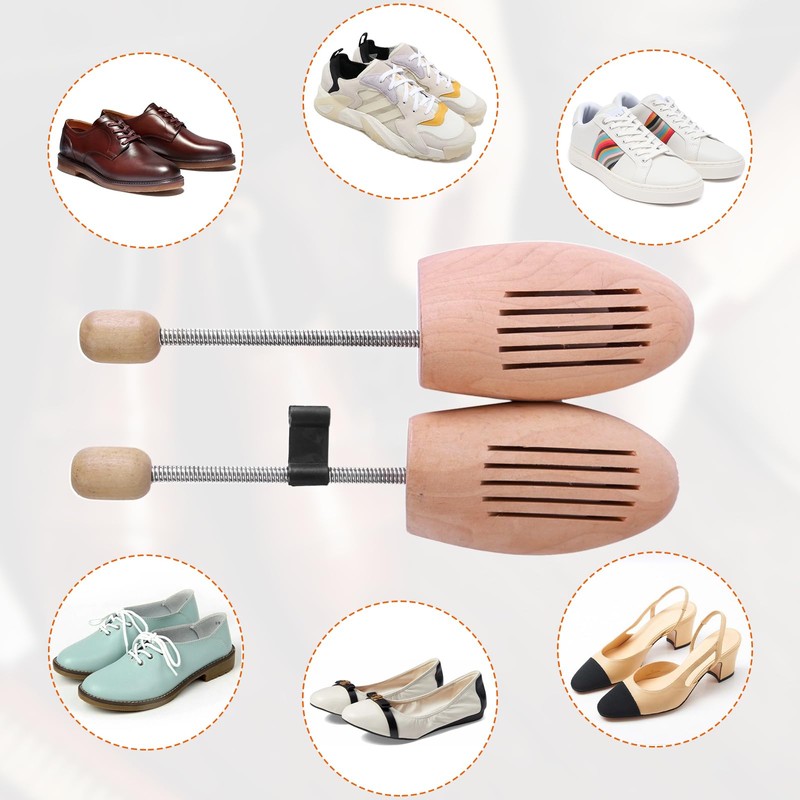 Jortmrd 1 Pair Wooden Shoe Trees Spiral Spring Shoe Trees