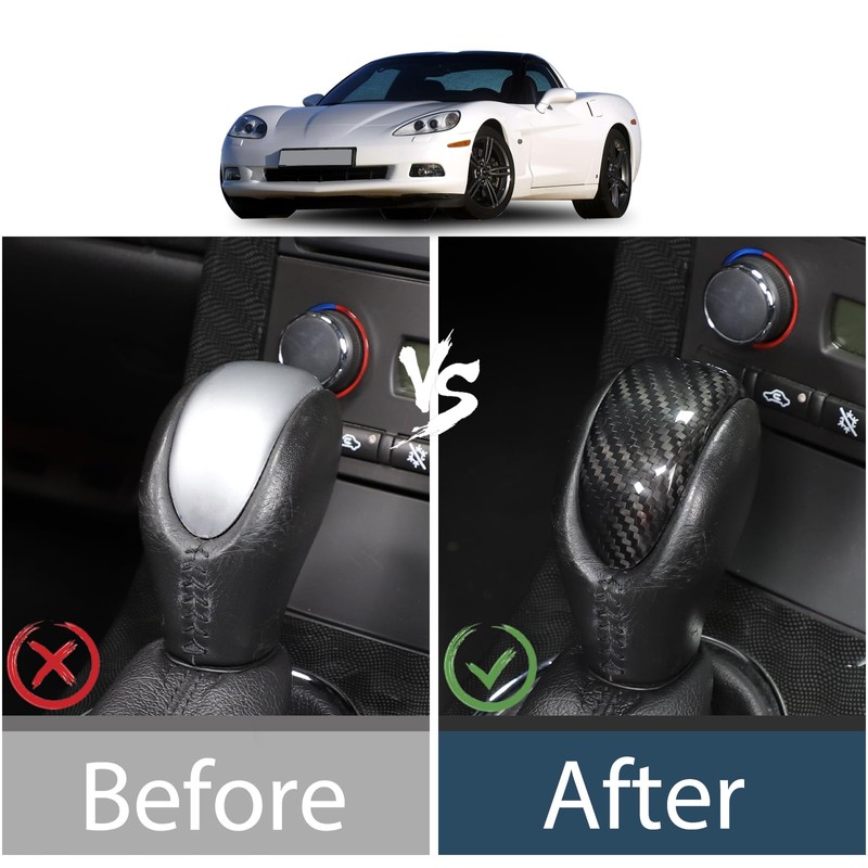 Lcojicep Real Carbon Fiber Car Gear Shift Knob Cover Compatible