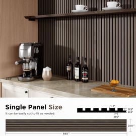 Wood Slat Acoustic Panels, 94.5" x 24" Each Soundpoof Wooden Slat Wall Panel, Classic Dark Walnut, 2 Pack