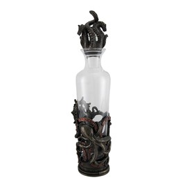 Resin And Glass Liquor Decanters High Seas Spirit Nautical Steampunk Octopus Glass Spirit Decanter 3.75 X 16 X 3.75 Inches Bronze