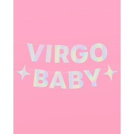 xo, Fetti Virgo - Banner de aluminio iridiscente para fiesta de cumpleaños para bebé, 5 pies, zodiaco virgo, horóscopo, astrología, decoración de fiesta de cumpleaños