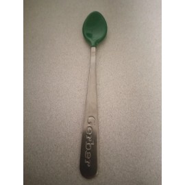 Gerber Lot of 100 GERBER baby spoons soft tip bite Made USA Stainless Green Infant new