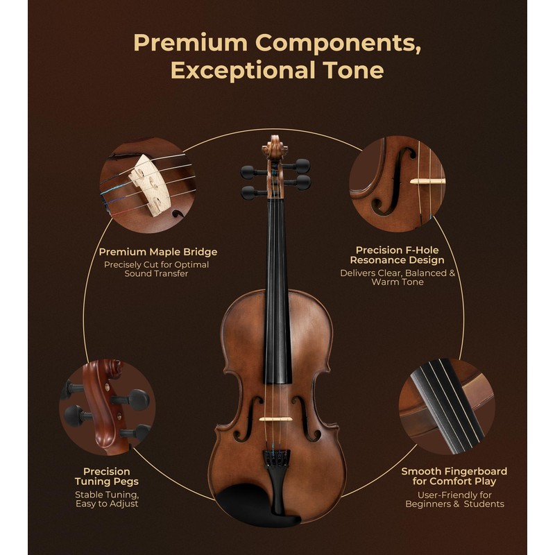 Vangoa 4/4 Full Size Acoustic Violin, Violin kits for Students