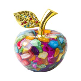 Hand-Painted Crystal Apple Paperweight - High Quality Natural Stone & Resin Desk Decoration, Premium Apple Decoration for Office, Living Room and Kitchen (A)