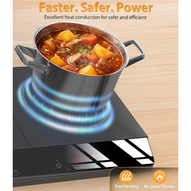 JollyOne Double Burner Induction Cooktop, 1800W Portable Induction Cooktop 2 Burner with 9 Temp & Power Independent Touch Control, Electric Stove Top Cooker with Safety Lock, 3 Hour Timer