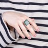 ALEXASCHA® Square Statement Glass Ring • Adjustable Stainless Steel Ring