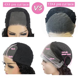 Glueless Wigs Human Hair Pre Plucked Pre Cut 13x4 Deep Wave Lace Front Wigs Human Hair Upgraded Glueless Wig Ready To Wear Glueless HD Lace Front Wigs For Black Women Wear And Go (20 Inch)