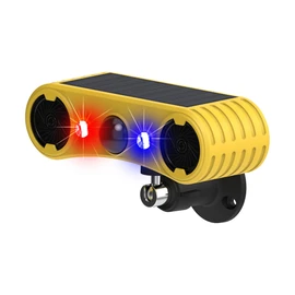 QXMH Solar Alarm with Motion Sensor for Outdoor Use - Dog Bark and Shot Alarm, 2 x 129dB Loud Noise Maker, 4 Modes, Red and Blue Flashing Light with Motion Activated (1 Pack)