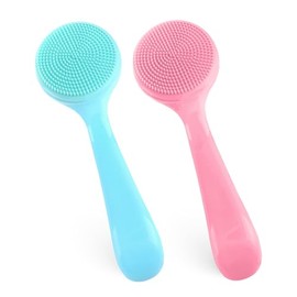 Limpiador facial de silicona, 2 cepillos exfoliantes faciales, cepillo de limpieza facial para puntos negros, herramienta de maquillaje para eliminar 