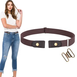 WERFORU No Buckle Stretch Belt For Women Men Elastic Waist Belt Up to 72 Inch for Jeans Pants,Coffee,Pants Size 52-72 Inches
