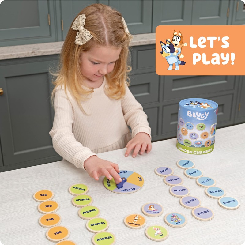 Bluey Wooden Charades 29-Piece Activity Toy Playset