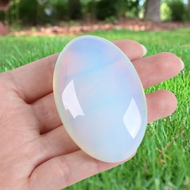 XIANNVXI 2.4 Inch Large Opal Stone Crystals Worry Stones Gemstones Natural Polished Oval Palm Bag Stone Healing Energy Stone 1 Piece