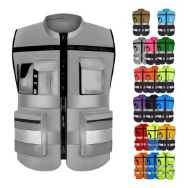 Chaleco De Seguridad Reflejante Industrial Superbrillante Color Gris Puro Talla Del Chaleco Reflejante L