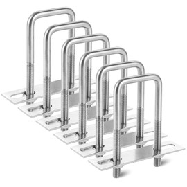 JMIATRY Pack of 6 U brackets with thread M8 U-bolt, U bolt 40 x 100 mm for fence posts, pipe attachment, car towing