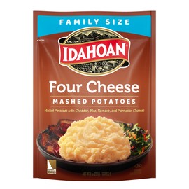 Idahoan Four Cheese Mashed Potatoes Family Size, 8 oz Pouch (Pack of 8)