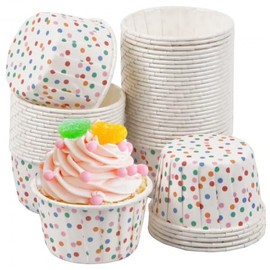 Cozlly Cupcake Moulds, Pack of 50 Mini Muffin Cases Paper, Cupcake Paper Cases, Disposable Baking Cups for Baking, Dessert, Party, Birthday, Wedding (Coloured Dot)