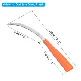 PATIKIL 10 Inch Serrated Sickle, Stainless Steel Harvest Sickle Light Serration Weeding Sickle with Plastic Handle for Gardening, Orange