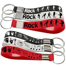 Oringaga 24PCS Rock and roll Themed Keychains -Music Party Supplies Decorations Guitar Audio Record Microphone Rap Birthday Baby Shower Party Favors Prize