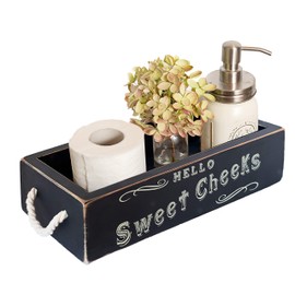 MAINEVENT Hello Sweet Cheeks Bathroom Decor Box, One Box with Design on 2 Sides Farmhouse Bathroom Decor Toilet Organizer