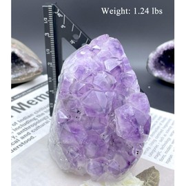HoHpHq Natural Amethyst Crystal - One Product one Image, Real Amatista Piedra and Raw Quartz Rock Bulk, Healing Stones for Spiritual, More New Products are Being Continuously Added (77-1.24 lbs)