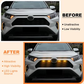 Front Grill Lights for Toyota RAV4 Accessories 2019-2024 LED Grille Lights for Hybrid LE SE XLE XSE Limited(Amber)