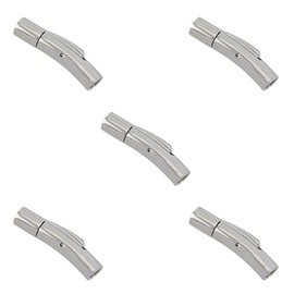 UNICRAFTALE 5 Sets Hole Diameter 0.2 inch (4 mm) 304 Stainless Steel Bayonet Clasp Press Type Tube Column Tubular Clasp String Clasp Clasp End Parts Stainless Steel Color Connection Metal Parts Bracelet Fastener Jewelry Accessory Parts Auxiliary Material
