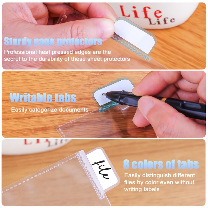 HABGP 24Pcs/3 Set Clear Sheet Protectors for 3 Ring Binder