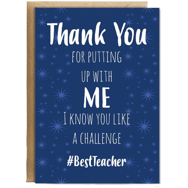 Hippowarehouse Funny Teacher Thank You Card Thanks for Putting Up