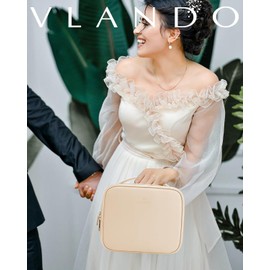 Vlando Large Capacity Travel Cosmetic Bag - Makeup Bag, PU Leather Waterproof Cosmetic Bag, Dark Brown