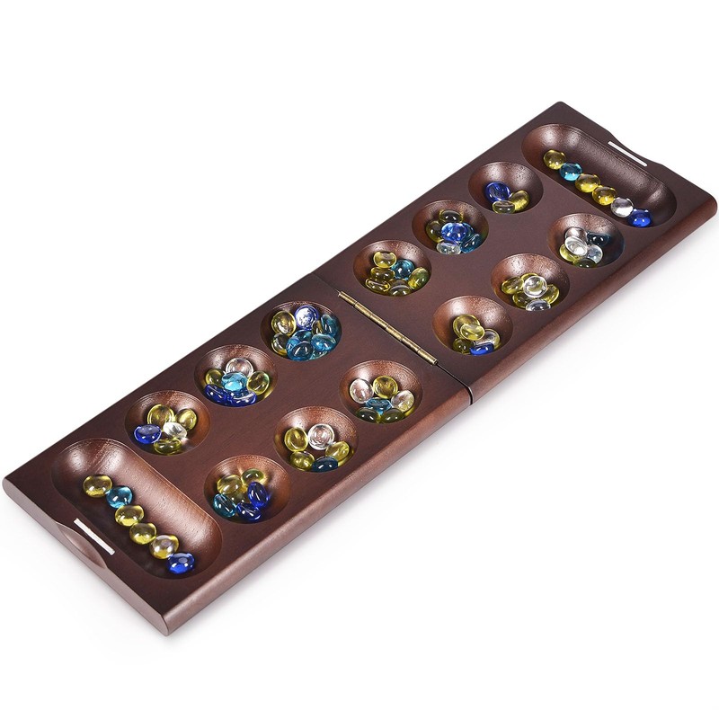 VAMSLOVE Wooden Mancala Board Game with Magnetic Lock / 48+8