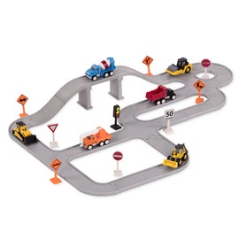Driven by Battat WH1079Z Series Multipack (6 Pieces Construction Crew Pocket Playset – 57pc Trucks, Road Signs – Toys and Track Sets for Kids Aged 3 and Up, Multicoloured