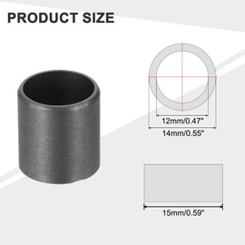 sourcing map 8Pcs Sleeve Bearing Plastic Bushings ID 12mm x OD 14mm x Length 15mm POM Wrapped Oilless Bushing, Black