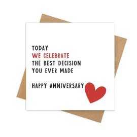 Manta Makes Anniversary Card, Wedding Anniversary Card for Husband or Wife, Funny Anniversary Card, Anniversary Cards for Him - Anniversary Cards for Her (Best Decision)