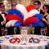 XunYee 36 Pcs Red Blue White Ostrich Feathers Large 10-16