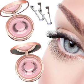 Qsrsjcq Dalarey Magnetic Lashes with Applicator Magnetic Eyelashes Natural Look Clear Band Wispy Reusable Magnetic Eyelashes No Glue Needed Magnetic Lashes Without Eyeliner False Eyelashes (2pcs-A)