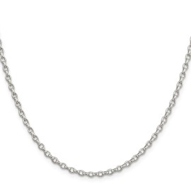GlittersandGold Sterling Silver 2.75mm Oval Fancy Rolo Chain Necklace