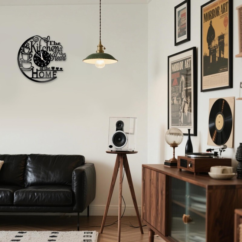 Twshiny Kitchen Wall Clock, Elegant Vinyl Record Black Wall Clocks