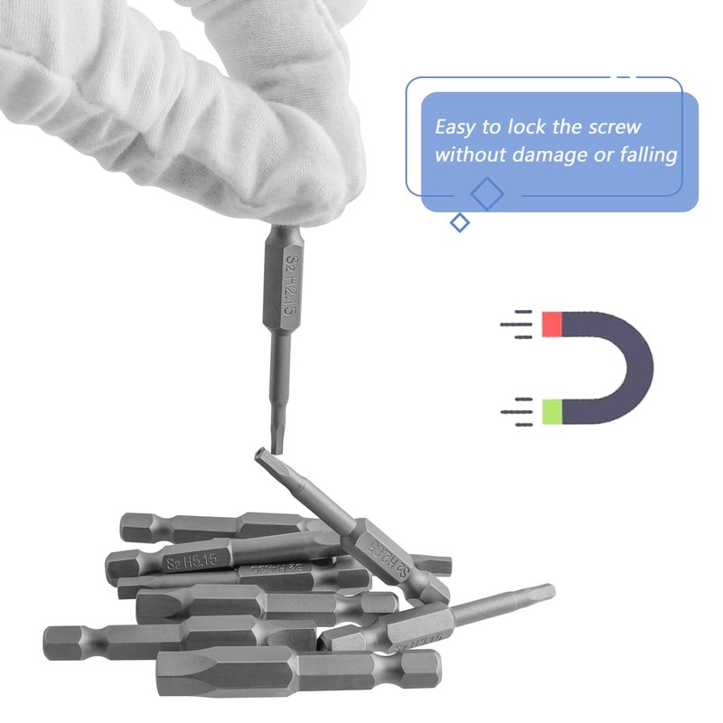 Mesee 10 Pieces H2.15-H7.55 Magnetic Pentagon Head Screwdriver Bits with